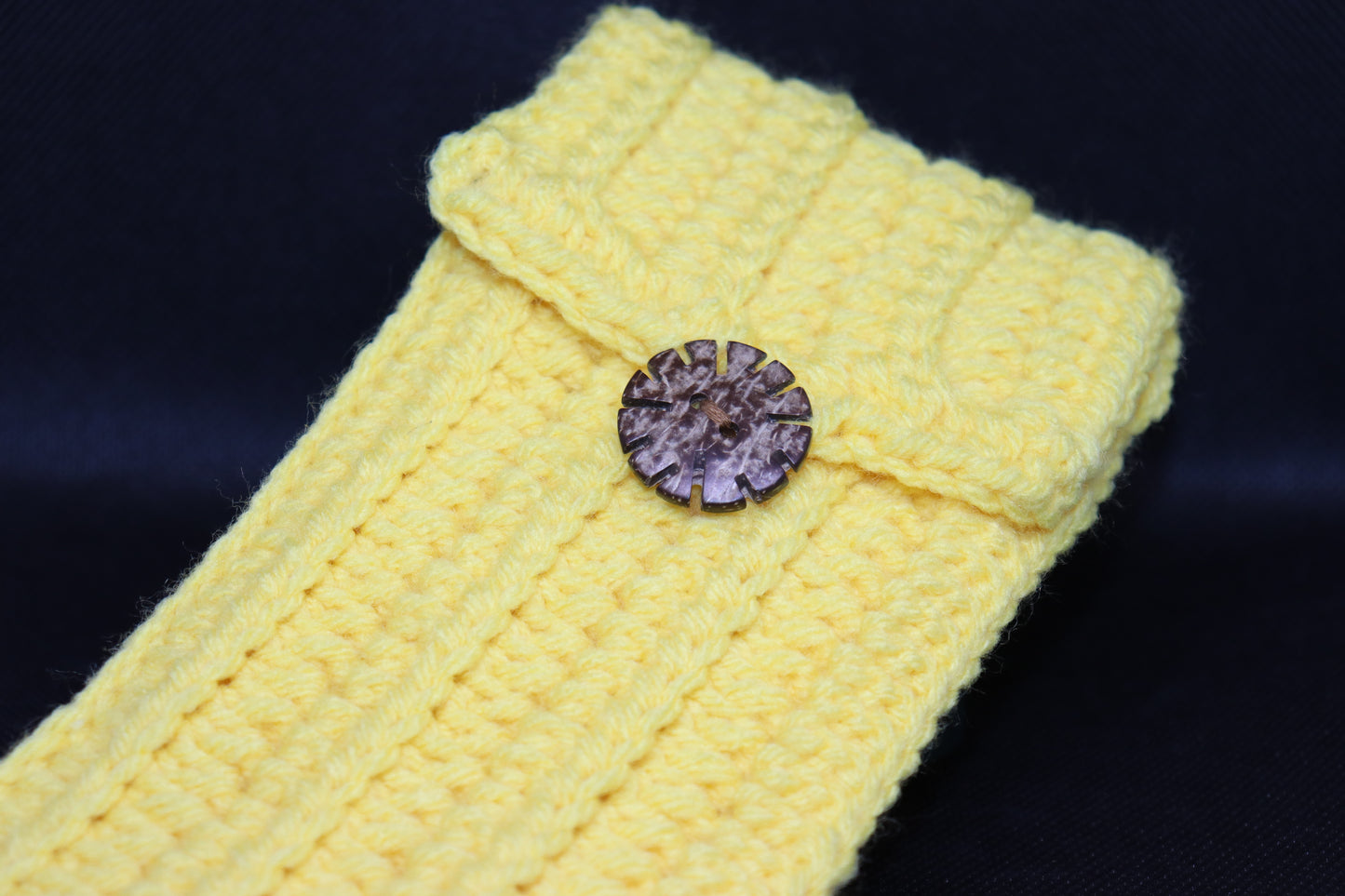 Crochet Sunglass Case - YELLOW with Button